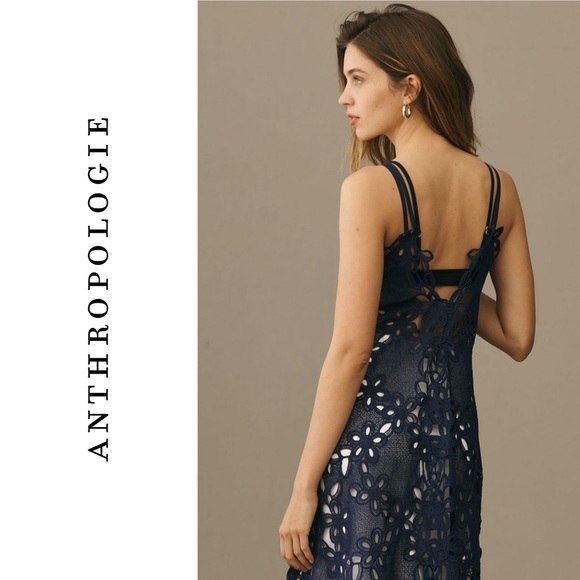 Anthropologie Strappy Navy Cutwork Tunic - Picture 8 of 8